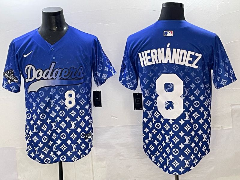 Men Los Angeles Dodgers #8 Hernandez Blue Nike 2025 MLB jersey 08->los angeles dodgers->MLB Jersey